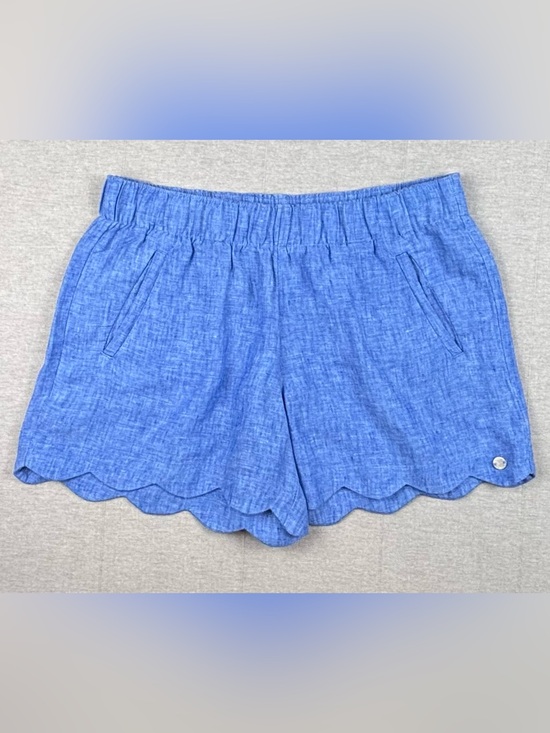 Lilly Pulitzer Pants - Lilly Pulitzer Blue 100% Linen Scallop Hem Pull-On Shorts Size Small